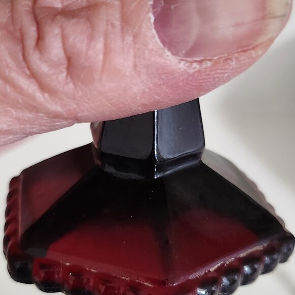 Avon Cape Cod, Ruby Red Set of Three Wine Glasses/ Holiday Votive Candle Holders - Picture 7 of 10